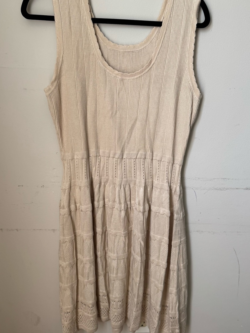 Cream Crochet Knit Tank Dress